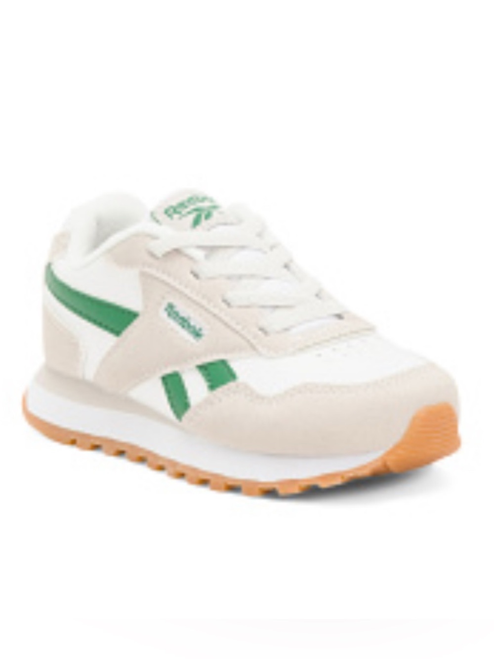 Reebok Glide Kids Sneakers White & Kelly Green w/Suede accent | Toddler Size 7